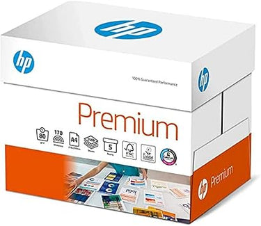HP PAPERS PREMIUM, Papel superior de alta blancura, A4, 80 g/m2, caja 5 paquetes (2500 hojas) CHP850 BOX